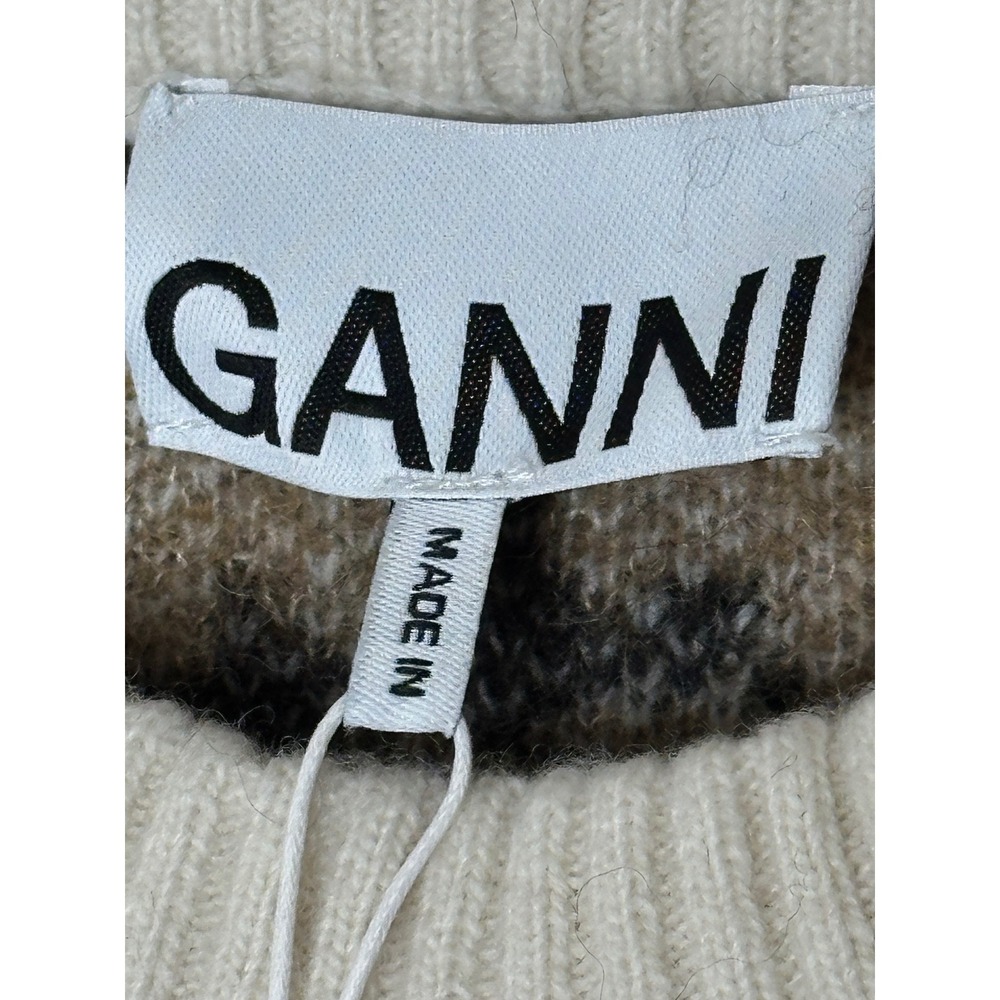 NEW Ganni Leopard Jacquard Alpaca Wool Blend Sweater Size Small Animal Print - Picture 7 of 11